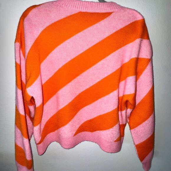 MNG | Mango Pink & Orange Bold Stripe Sweater – Size S | Like New - Picture 4 of 5